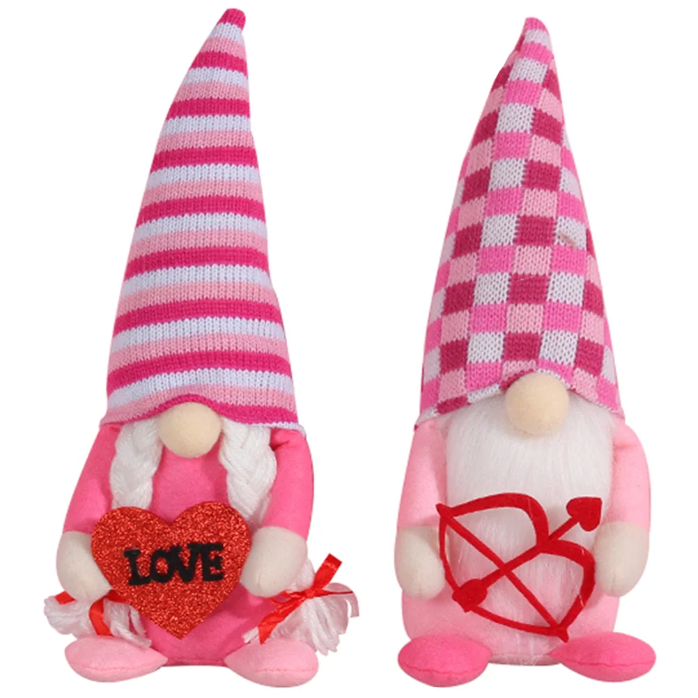 

2 Pcs Valentine Decoration Desktop Decor Plush Gnome Plush Ornaments Valentine Gnome Decorations Swedish Gnomes