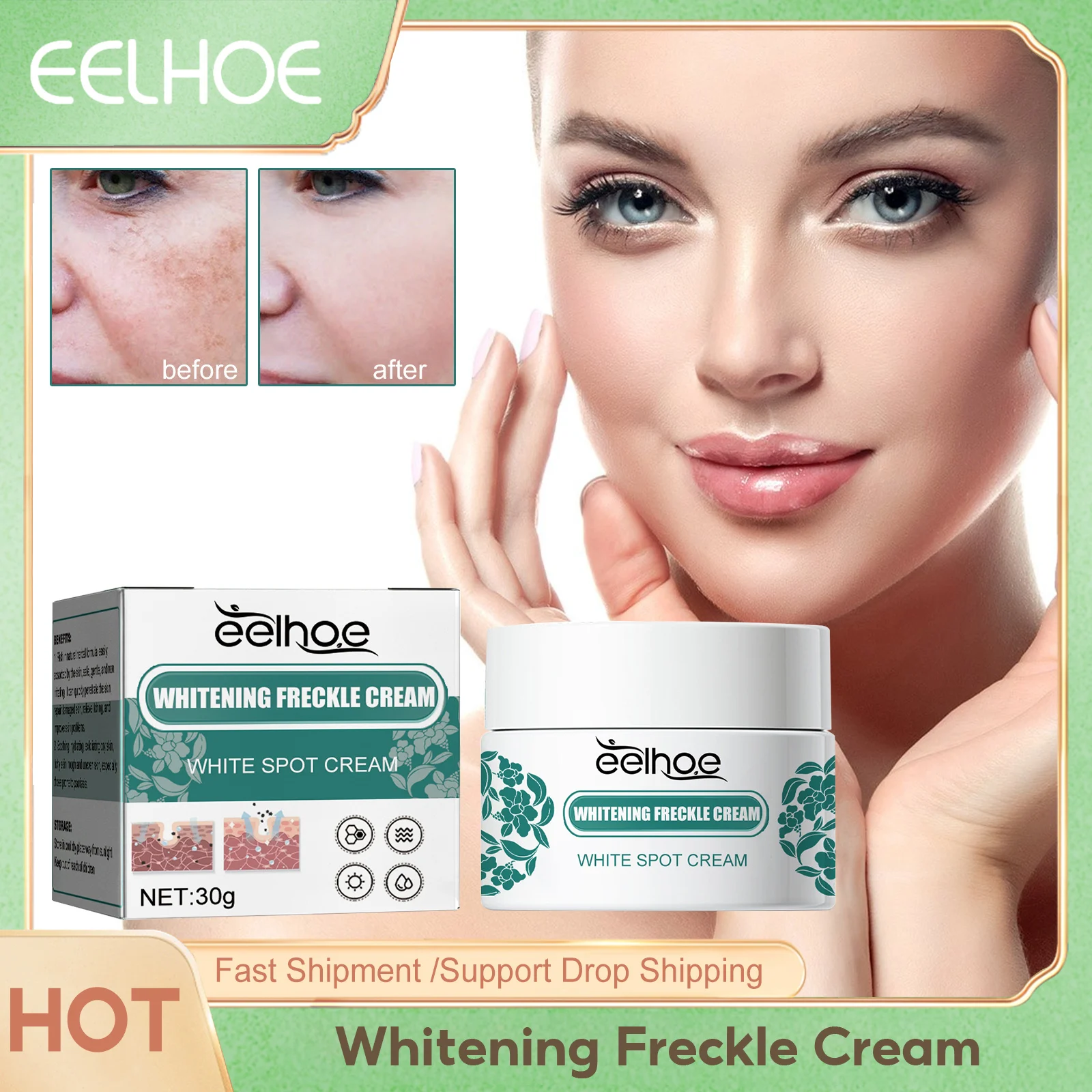 

Whitening Freckle Cream Remove Melasma Anti Dark Spots Lighten Melanin Pigmentation Corrector Moisturizing Brightening Skin Care