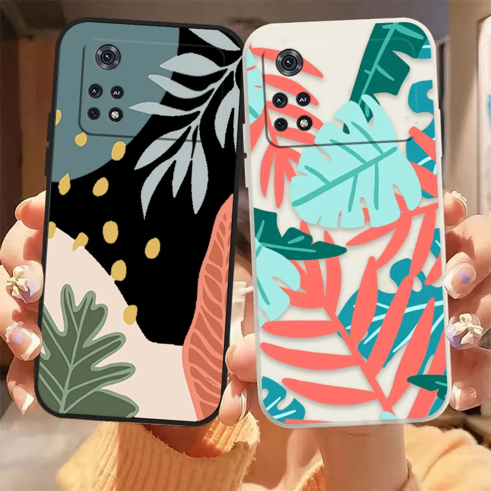 

Leaves Patchwork Color Case For Xiaomi PCOO F3 M3 X2 X3 M4 A2 6X 8 CC9 CC9E MIX 2 2S Black Shark 3 4 5 GT Pro 4G 5G Case Funda