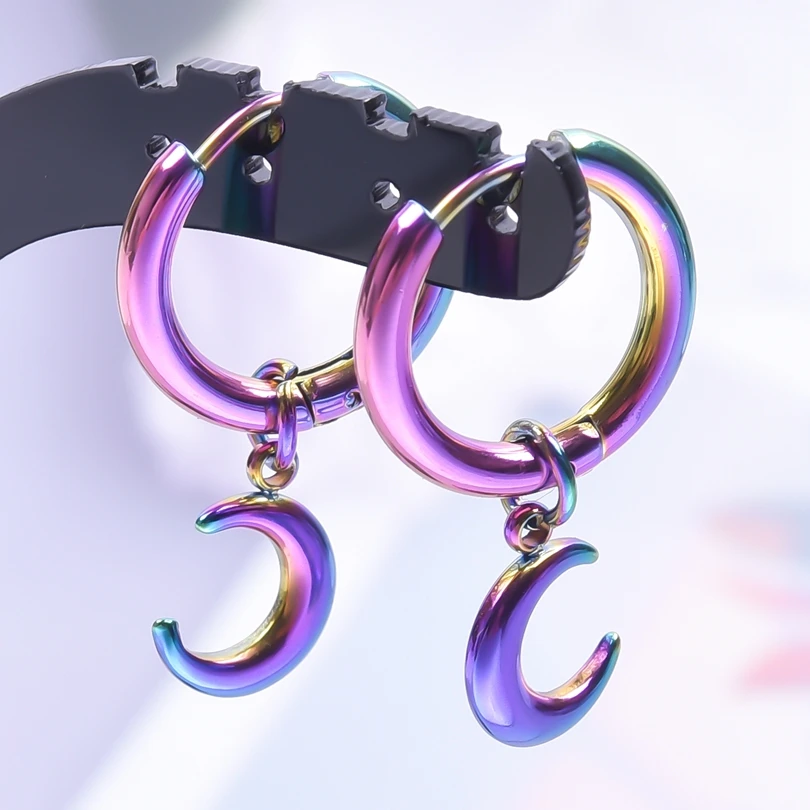 

Crescent Moon Pendant Earrings For Women Stainless Steel Earrings For Women Men 2023 Trending Punk Kpop Fashion Accessories Gift