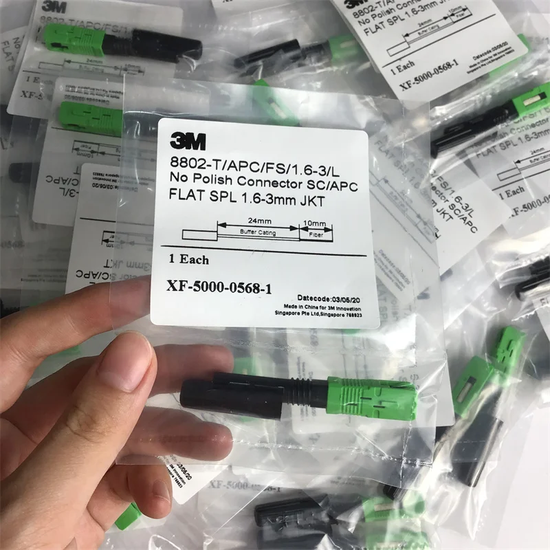 

Хорошее качество, 100 шт., 3M SC APC 8802-TLC/3 волоконно-оптический Быстрый коннектор, одномодовый волоконно-оптический SC Быстрый коннектор