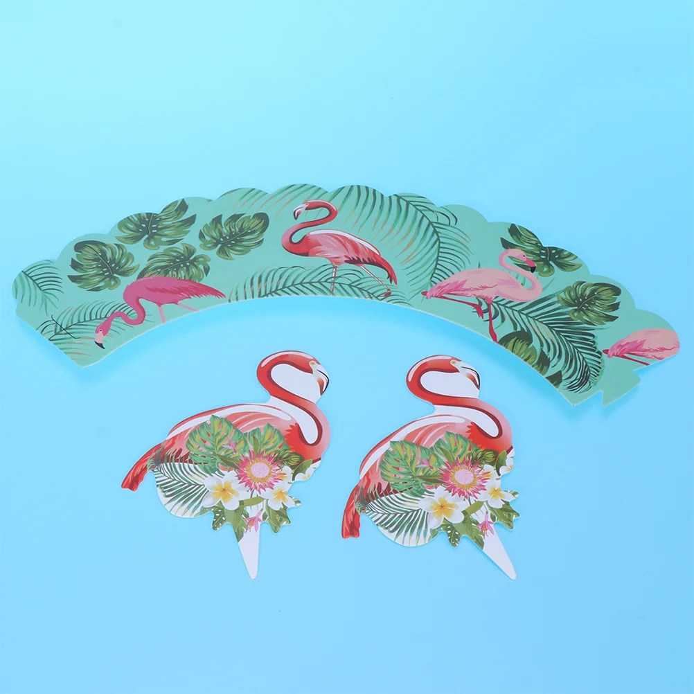 

24 Pcs Cupcake Toppers Flamingo Cake Wrapper Wrapping Paper Party Cake Wrapper Tropical Rainforest Theme Cake Decor