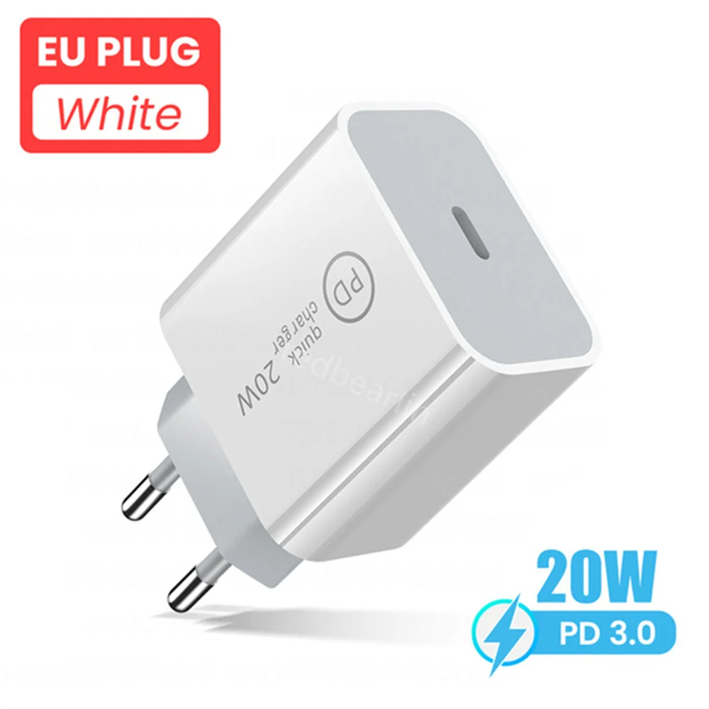 

5-20Pcs 20W PD USB C Type C Wall Charger For Phone 11 12 13 14 Pro Max Fast Charging US EU Plug Charger Travel Power Adapter