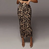 sexy skirt women leopard print bodycon high waist tight pencil skirts maxi female plus size stretch party night club long skirt