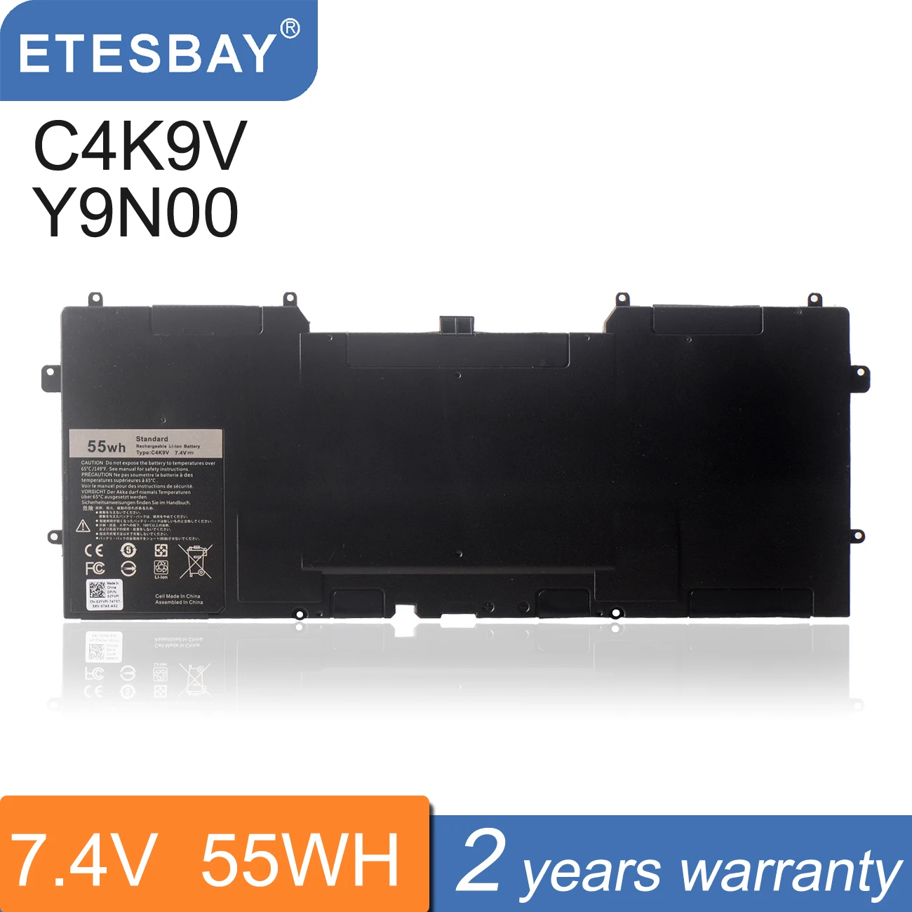Аккумулятор для ноутбука ETESBAY Y9N00 C4K9V для DELL XPS13-L321X L322X XPS12-L221X XPS 12-9Q23 9Q33 9333 3H76R 489XN 7,4 V 55WH