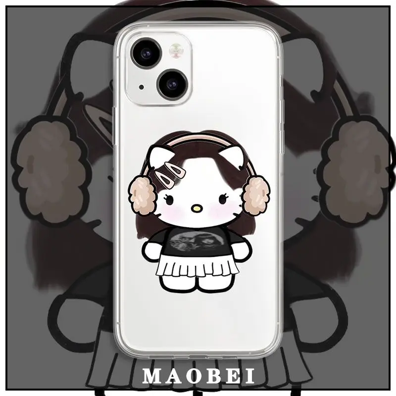 

Kawaii Anime Sanrio Hello Kitty Y2K Kuromi Cute Phone Case Iphone14/13/12/11Promax Transparent Soft Case Girls Gift Kids Toys