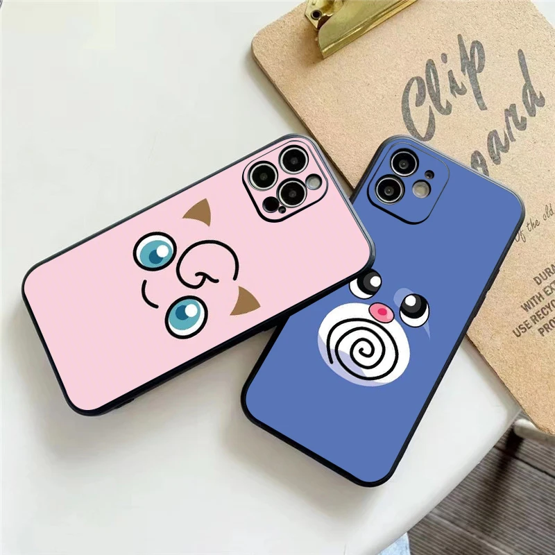 

Cartoon Pokémon Phone Case For Funda iPhone 11 13 Pro Max 12 Mini X XR XS 6 6s 7 8 Plus Back Black Silicone Cover Etui Celular