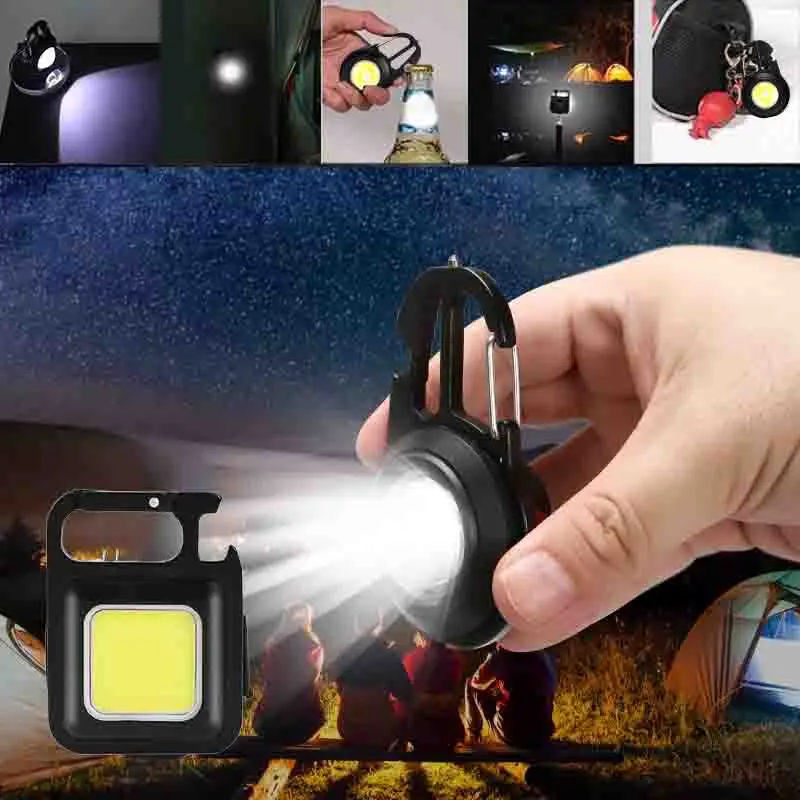 Multifunctional Mini LED Work Light Small  Portable Flashlight Keychain Light COB Inspection Strong Magnetic Torch Outdoor Light