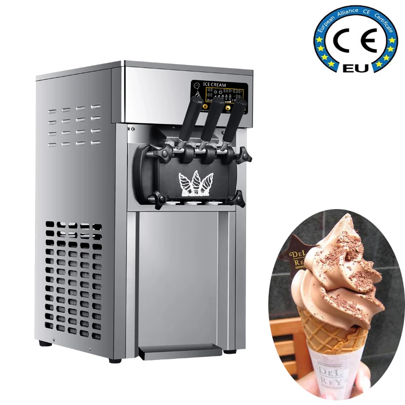 

1200W Table Top 2+1 Mixed Taste Soft Serve Ice Cream Making Machine 3 Flavors commercial Ice Cream Maker
