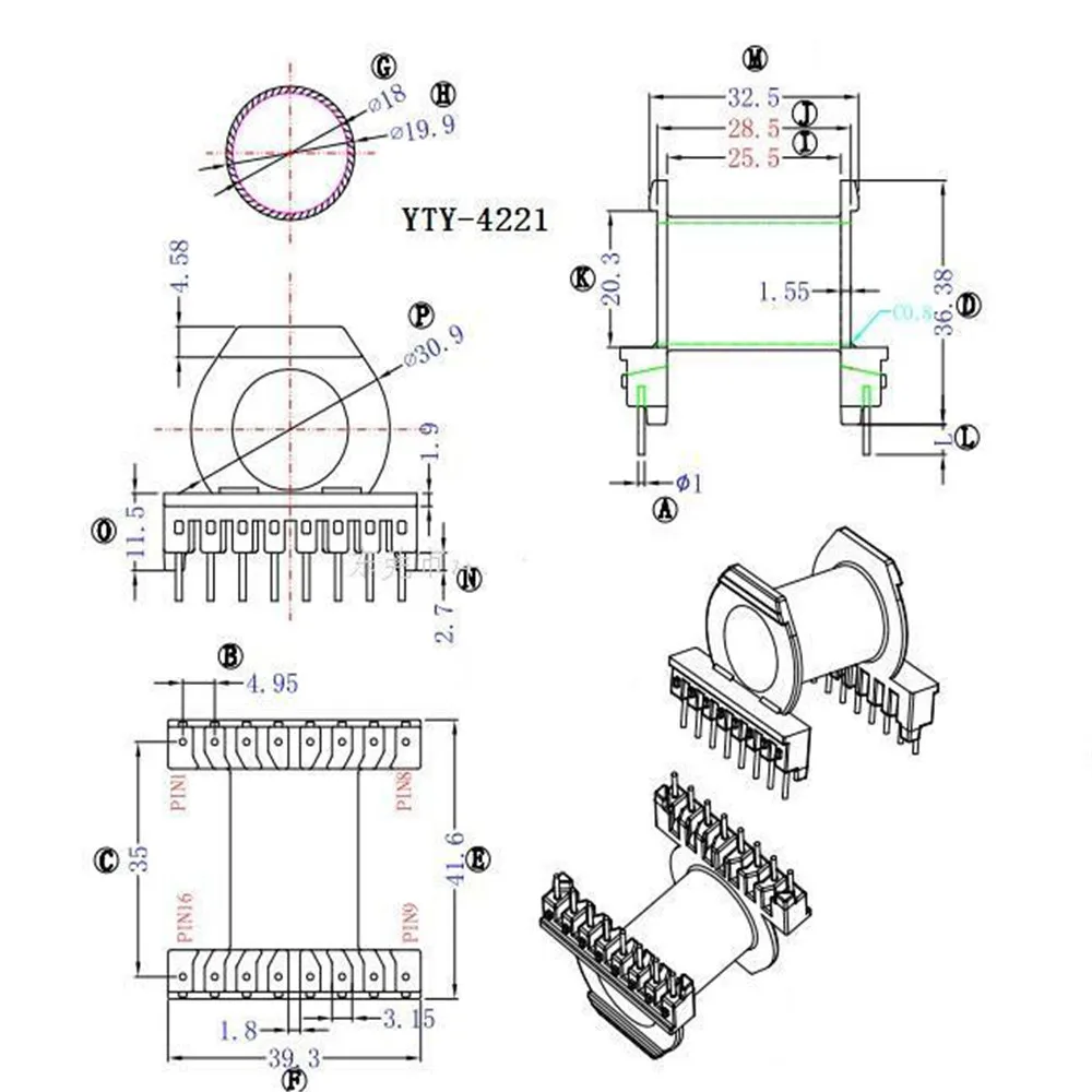 ER4220 EC4220EER42 ферритовый сердечник PC44 массивная и бобина горизонтальная 8 +