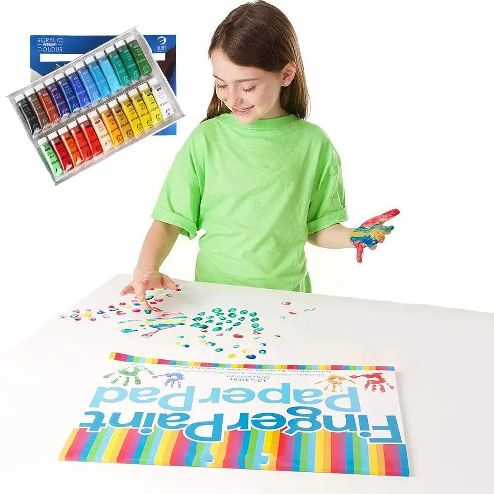 

12/24 Colors Acrylic Paint Set Color Paint For Fabric Clothing Glass Drawing Painting 15ml For Kids Waterproof Art Supplies A1e7