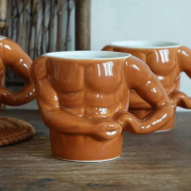 

Креативная индивидуальная керамическая чашка, забавный подарок для забавных мышц мачо для мужчин, чашка для домашнего завтрака, молока, пар...