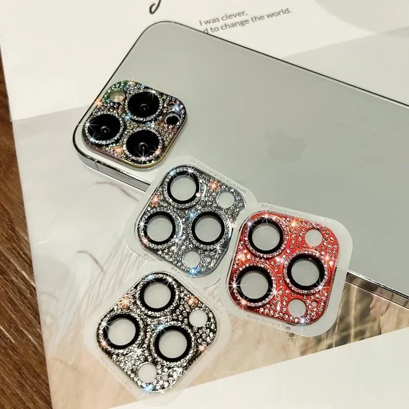 Защитная пленка для объектива камеры iPhone 15 16 Pro Max блестящие стразы полное