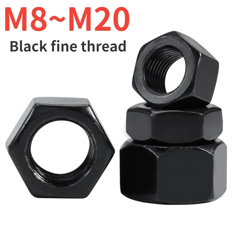 

Шестигранная гайка с тонкой резьбой M8x1 M10x1 M10x1.25 M12x1 M12x1.25 M12x1.5 M14x1.5 M16x1.5 M18x1.5 M20x1.5 Гайки из черной углеродистой стали