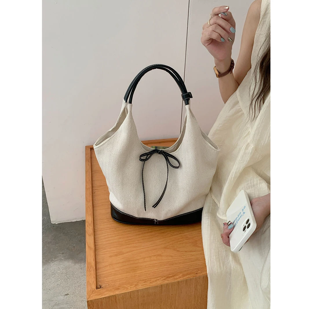 Холщовая Сумка-тоут для женщин однотонная дизайнерская Повседневная Дамская