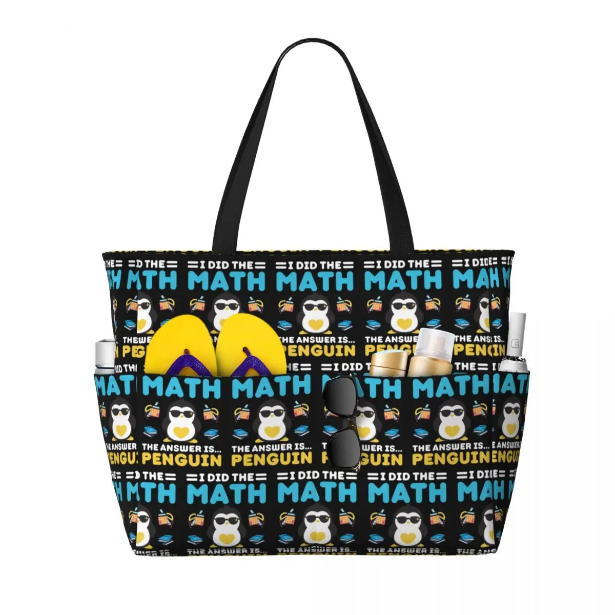Фото I Did The Math The Answer Is Penguin Математик Пляжная большая сумка Спортивная спортивная сумка для занятий йогой Женская дорожная сумка Сумка для фитнеса №2