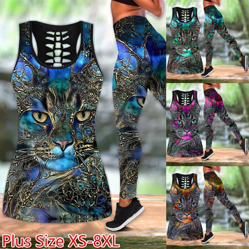 3D Abstract Cats Printed Workout 