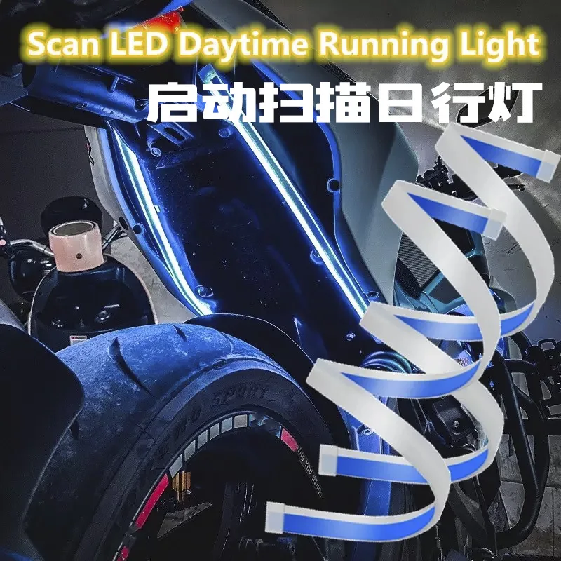 

Motorcycle running water turn signal start scanning led daytime running light 60cm two-color modified ultra-thin light guide