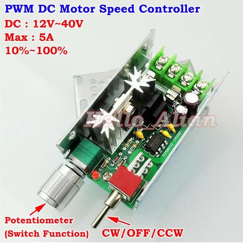 DC 12V-40V 12V 18V 24V 36V 5A ШИМ регулятор скорости двигателя постоянного тока CW CCW OFF