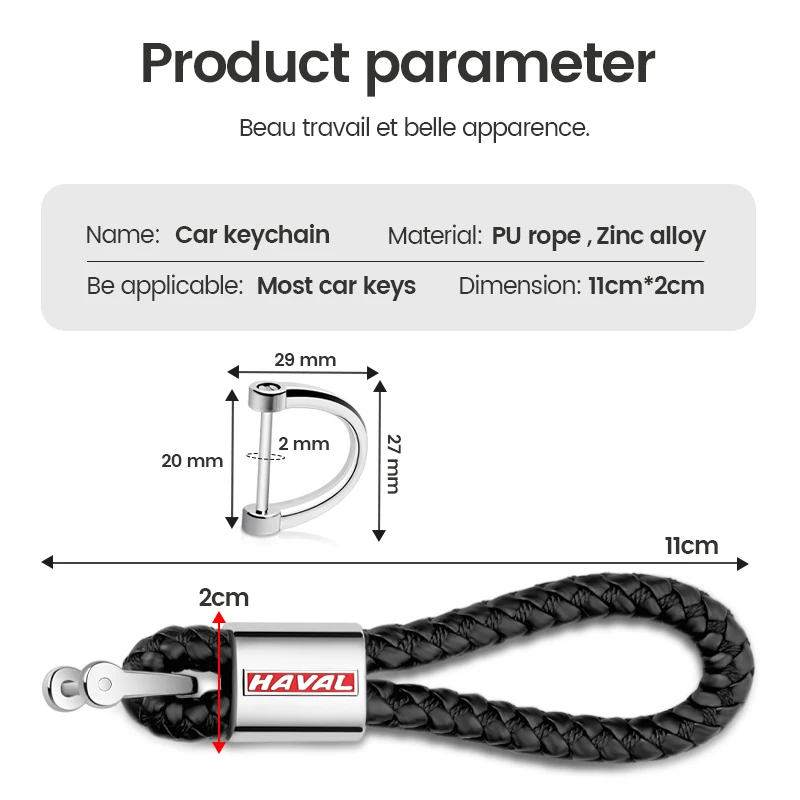Стайлинг автомобиля 3D металлическая + кожаная плетеная веревка брелок для ключей