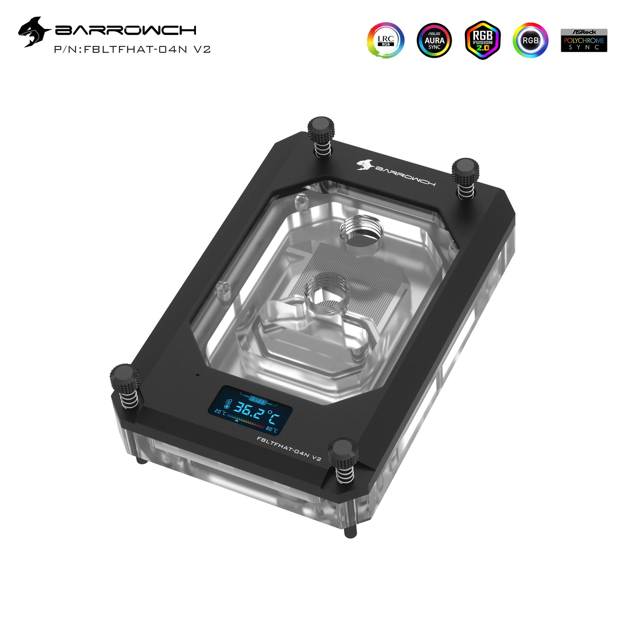 

Barrowch FBLTFHAT-04N-V2, для блоков платформы AMD Ryzen Threadripper X399, цифровой дисплей, температура 0,4 мм, микроакварельный блок