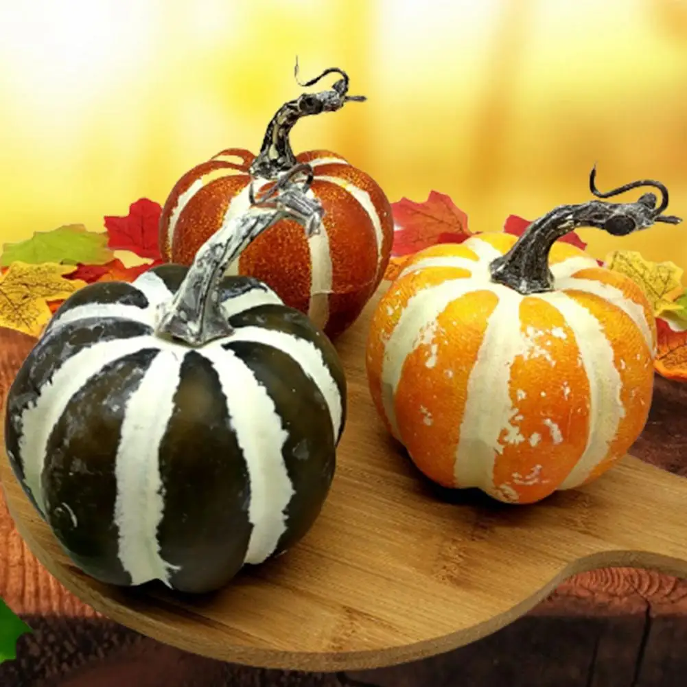 

4PCS Fall Artificial Pumpkin Ornaments Mini Fake Simulation Pumpkin Autumn Thanksgiving Decor Props Crafts Halloween Decorations