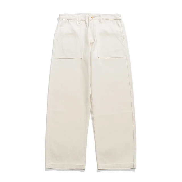 

Solid Color Cargo Pants Mens Winter Retro Casual Simple Loose Straight Pants Men Trousers