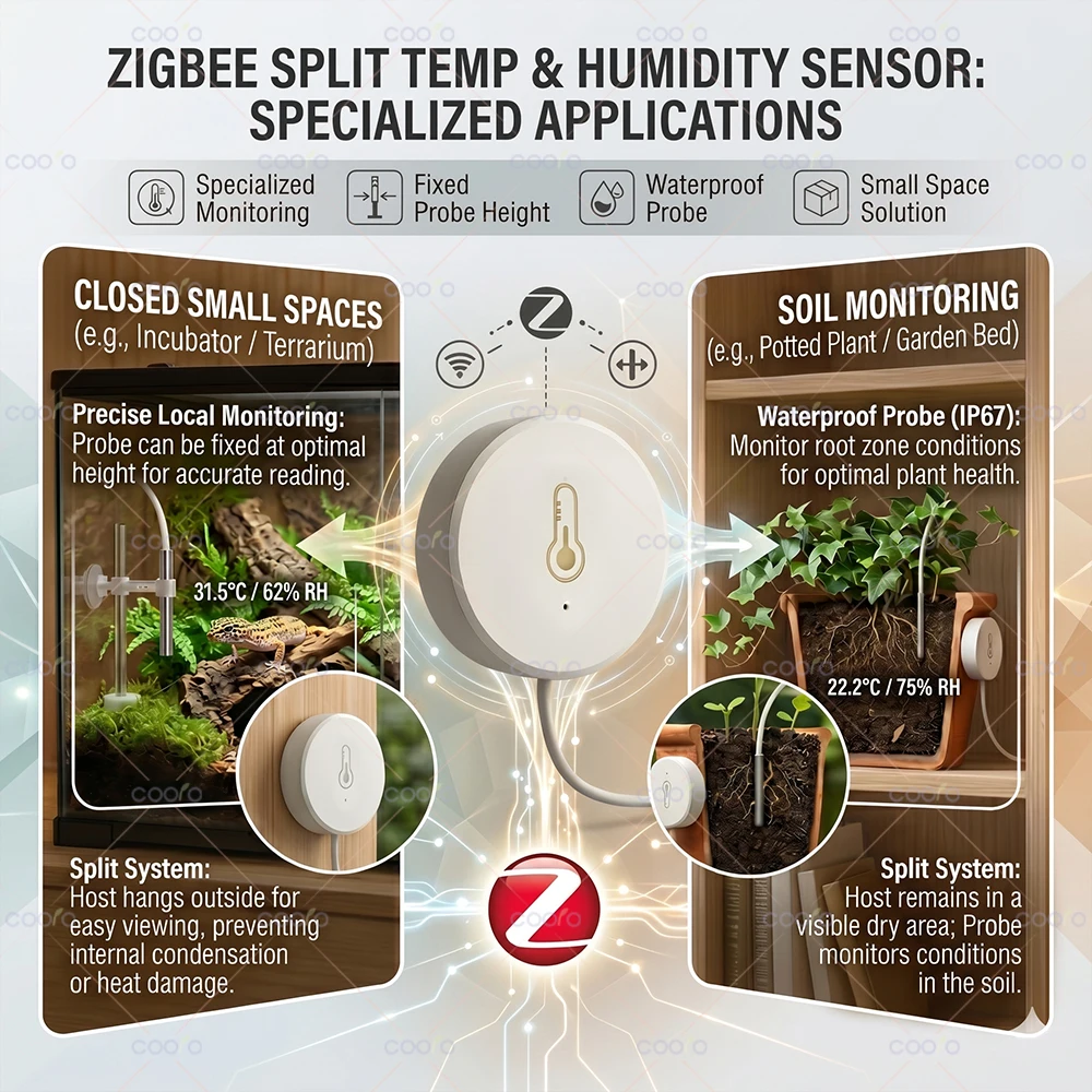 Датчик температуры и влажности Tuya Zigbee NTC для бассейнов, ванн, холодильников, морозильных камер, измерения температуры жидкостей, совместимый с Z2M Smart Life Hub (art.: 3920dac91faad) - 3920dac91faad