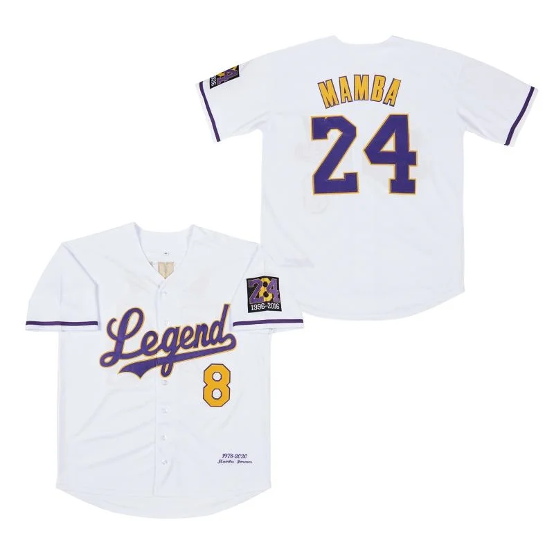 

baseball jerseys Legend 8 24 Mamba jersey Outdoor sportswear Embroidery sewing White Hip-hop Street culture 96-16 1978-2020