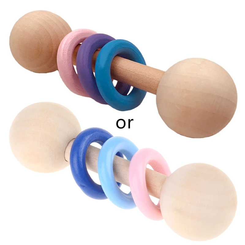 

2022 New Baby Finger Training Beads Wooden Grasping Rattle Kids Behavior Correction Wooden Toys with Bell Inside Accompany Toys