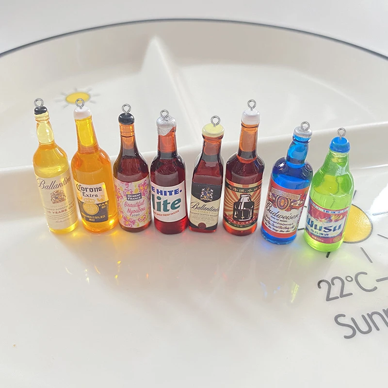 

100pcs/Lot Resin Simulation Drink Bottles Charms DIY Jewelry Making Fashion Earring Necklace Pendant Accessory