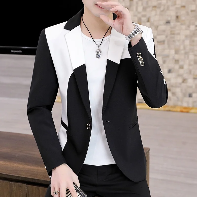 

Mens Suit Jacket Blazers Spring Autumn New Trend Fashion Handsome Casual Self-cultivation Blazers Brand Mens Clothing