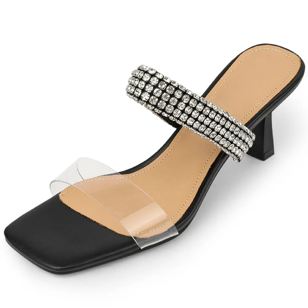 

Women's Transparent band crystal band open toe summer high heel sandals elegant ladies fashion evening dress pumps shoes women
