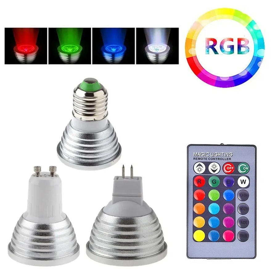 Светодиодная лампа RGB 16 цветов меняющая цвет светодиодные прожекторы 3 Вт