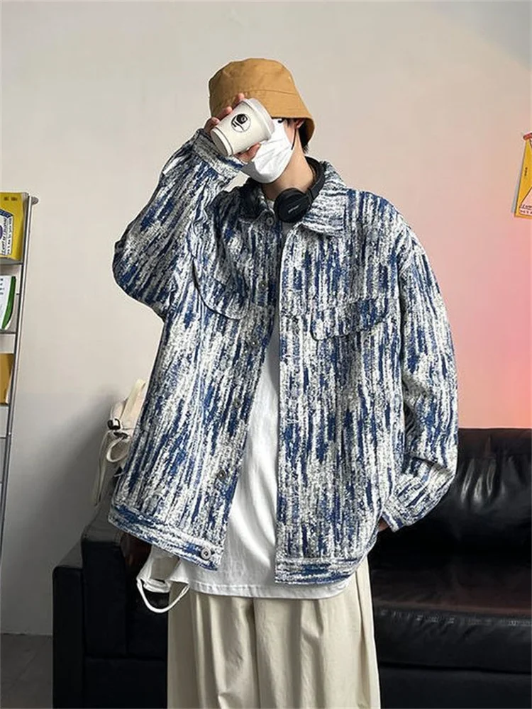 Куртка мужская джинсовая Свободный Топ с оборками уличная одежда в стиле