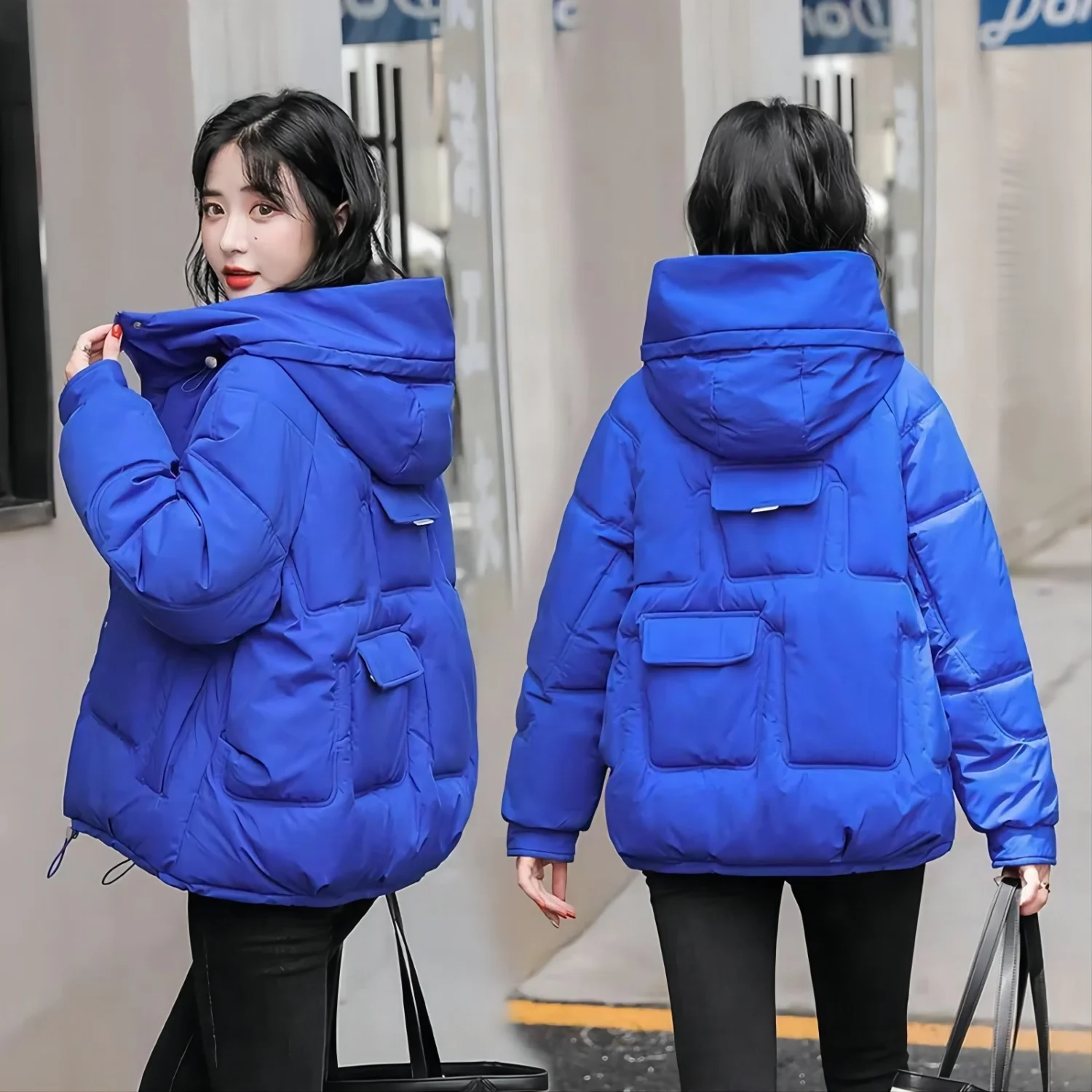 2023 New Winter Jacket Women Down Cotton Jacket Parkas Female Korean Loose Hooded Warm Hooded Coat Outwear Overcoat  A13