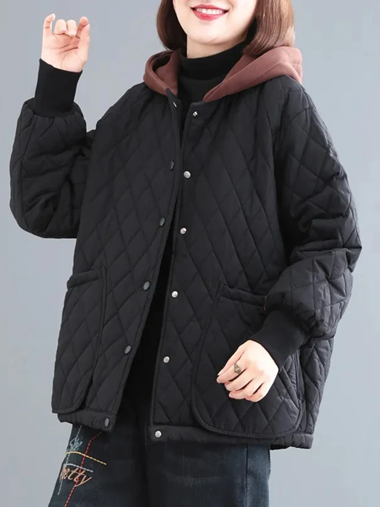 Пальто с хлопковой подкладкой Fat Mom для ранней зимы корейское свободное стеганое