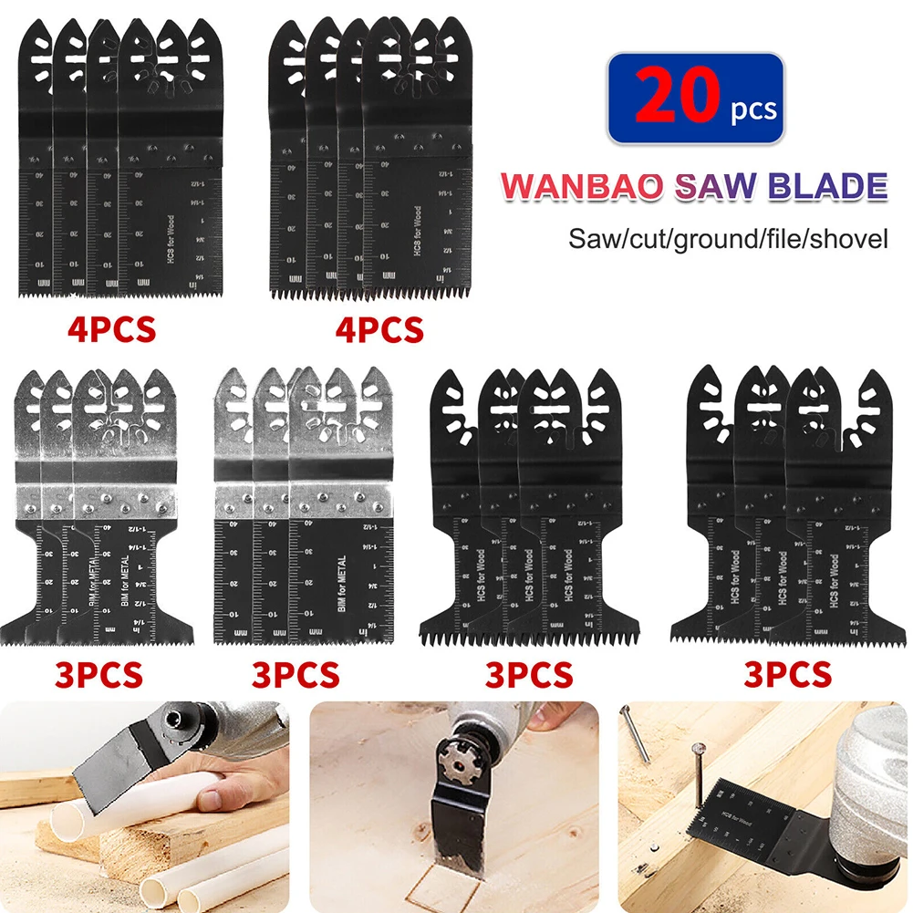 20PCS Oscillating Bimetal Saw Blades Japanese Tooth Multi Tool For Cutting Wood Plastic Gypsum Board Glass Power Tool Accessorie