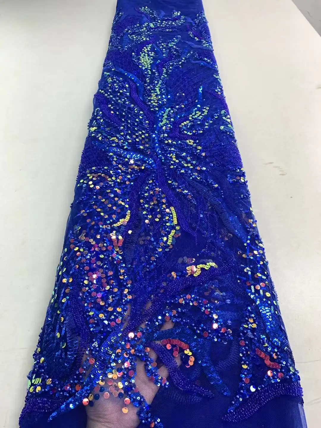 

African Handmade Beaded Lace Fabric Latest Nigerian High Quality Sequins Tulle Laces Embroidery With Pearls For Sewing