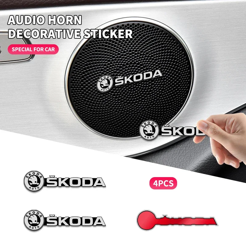 4 шт. автомобильная стерео наклейка аудио-видео звуковая для Skoda Superb Fabia логотип