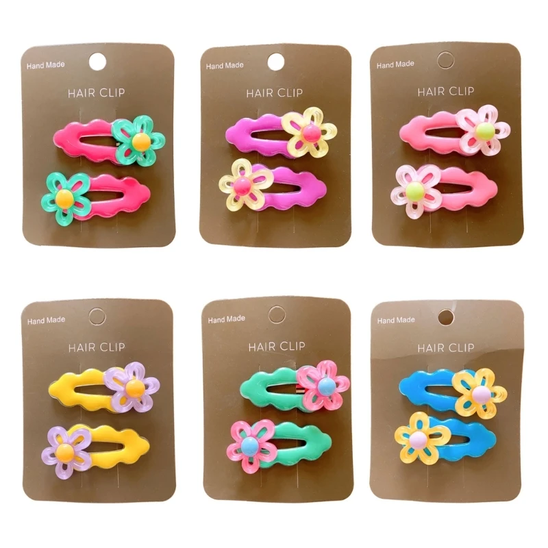

Y51E 1 Pair Resin BB Clip Color Flower Hair Clip Girl Barrettes Children Side Clips
