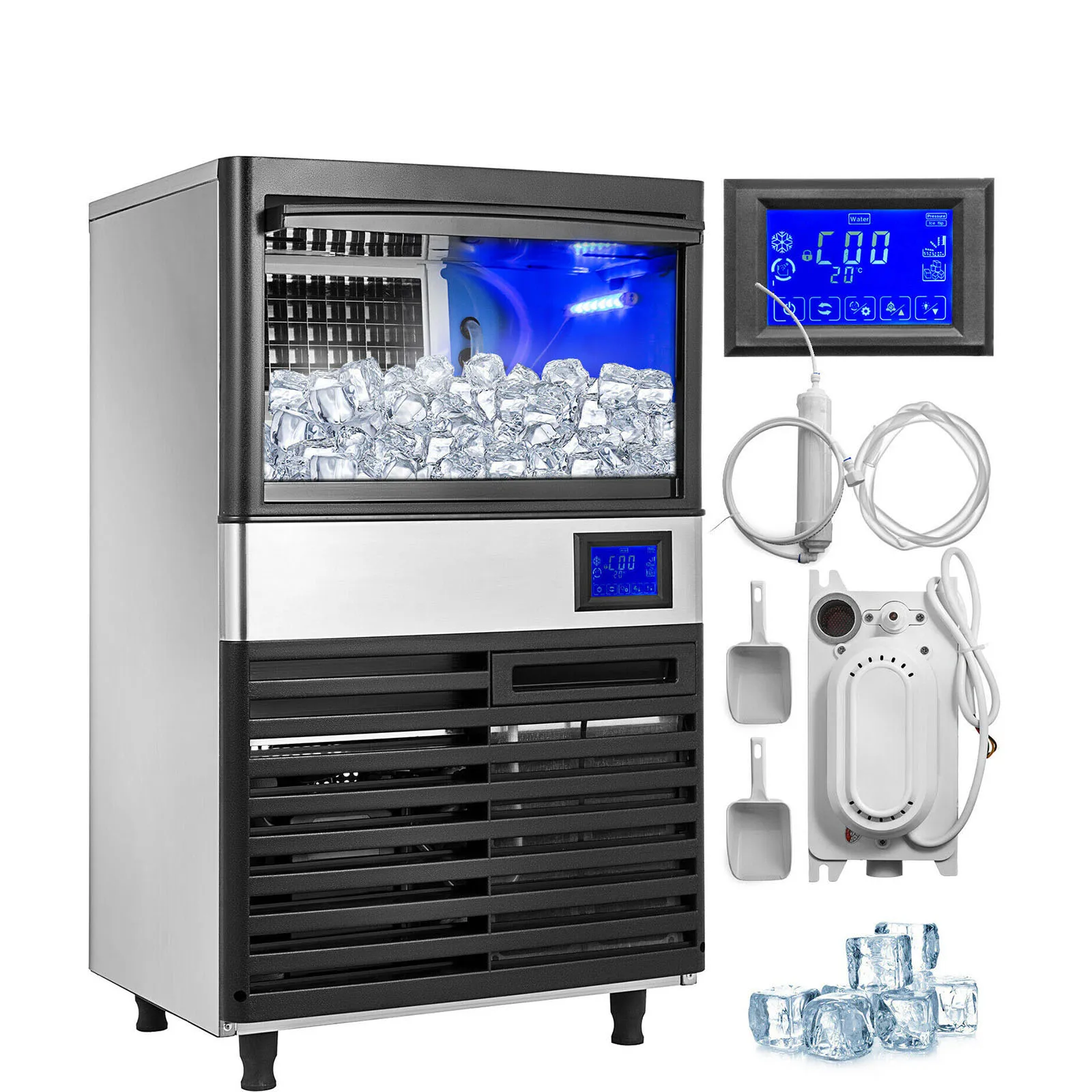 

Электрическая машина для производства кубиков льда, 50-70 кг/24 ч, генератор, измельчитель из нержавеющей стали для ресторанов и баров