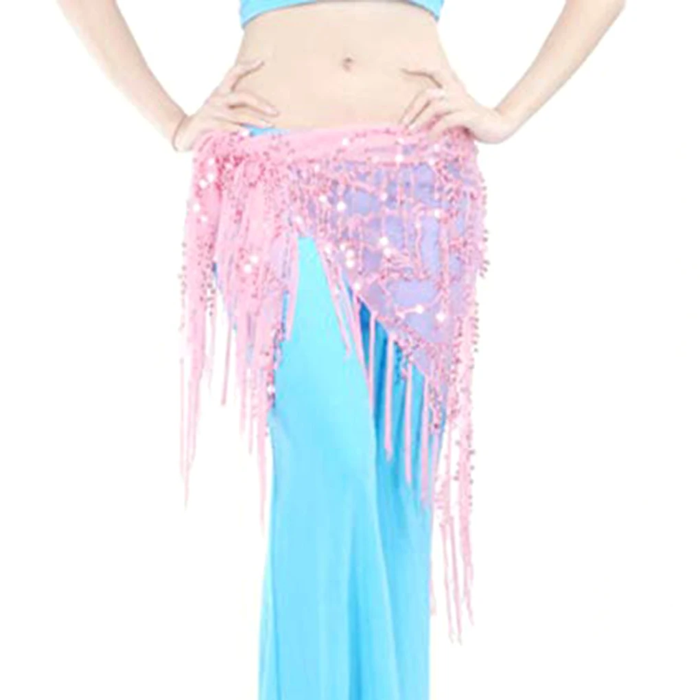 

Women Adults Belly Dance Hip Wrap Scarf Accessory Bellydance Waist Costume Nylon Mesh Yarn Stylish Waistband Pink