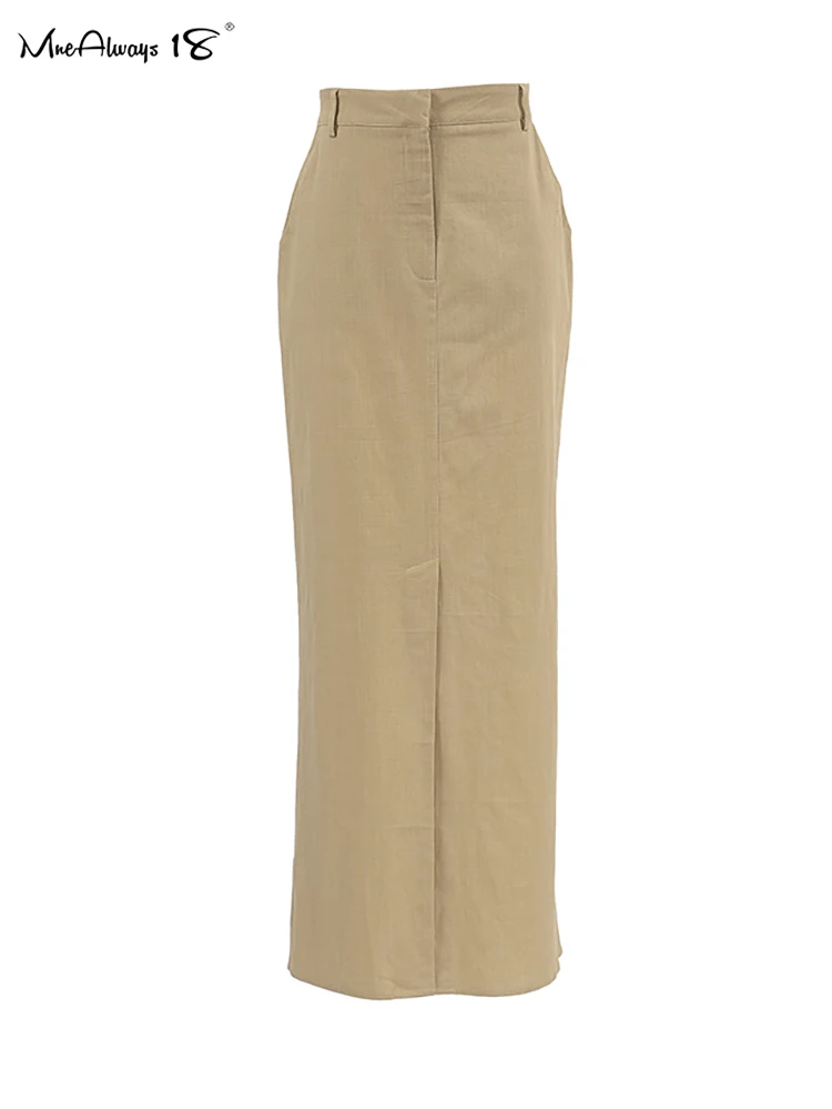 Элегантная прямая юбка Mnealways18 цвета хаки по щиколотку женские офисные хлопковые