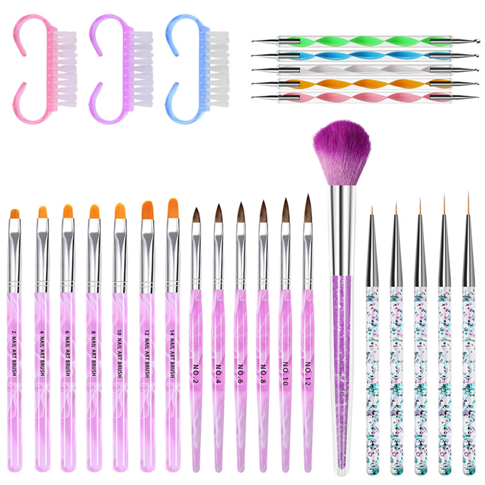 

Nail Art Pen Brushes Set Mixed Nail Tools Acrylic Nail Brush for Applying Nail Gel 3D Effect Drawing Nail Dust Remover