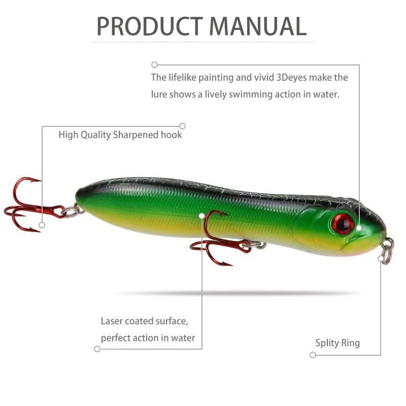 1/2 шт. карандаш с водяной змеиной головой 10 5 см/15 г плавающий гольян 6 цветов