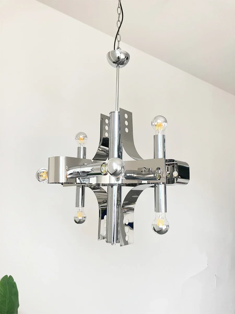 Металлическая люстра в стиле эпохи хромированная гостиную художественная