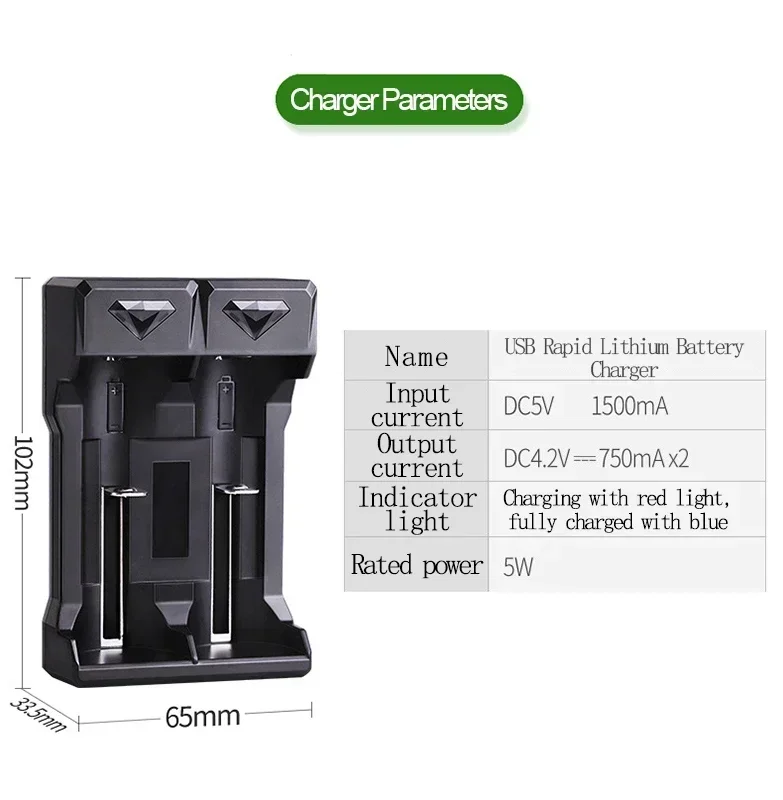 Фото 2200mah 18650 Li-ion Batteries With Charger 3.7V Rechargeable Battery For Electric Pointer Doorbell Flashlight Lithium Battery №5