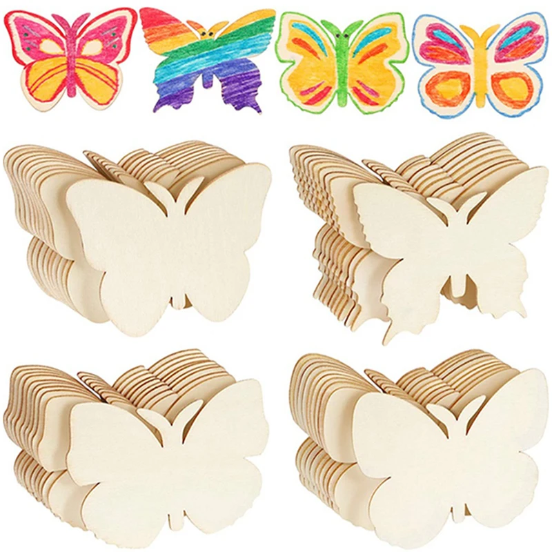 

10pcs Wooden Butterfly Blank Wood Slices Kids Painting Crafts Wedding Easter Home Decorations Butterfly Birthday Party DIY Gift