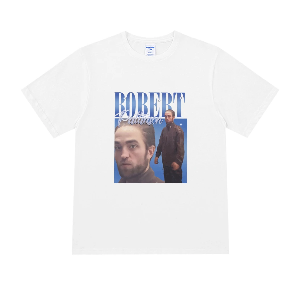 

T-shirt Men Robert Pattinson Standing Meme Print Tee Shirt Autumn Cotton Short Sleeve Tops Fashion Couples Casual T-shirt Unisex